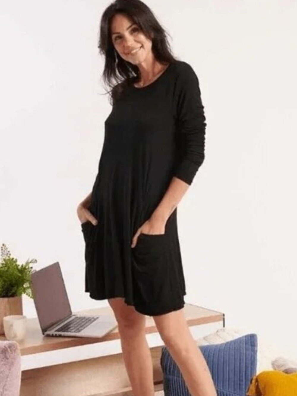 Betabrand Long Sleeve Sweatshirt Travel Dress